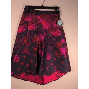 Eva‎ Franco Purple & Pink Embroidered Rose A-Line Skirt, Size 2, NWT! $178